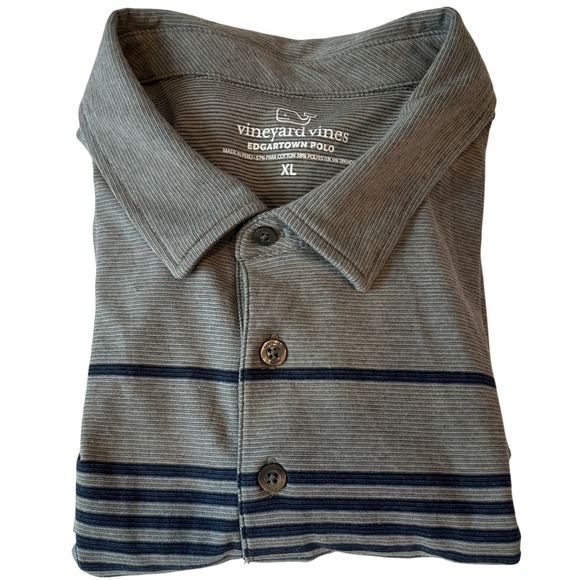 Vineyard Vines Men's Edgartown Stretch Polo Shirt XL Gray Pima Cotton Whale Logo - Picture 1 of 6